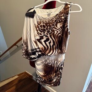 Cache Animal Print Tunic Top - Brown and White - Size Medium